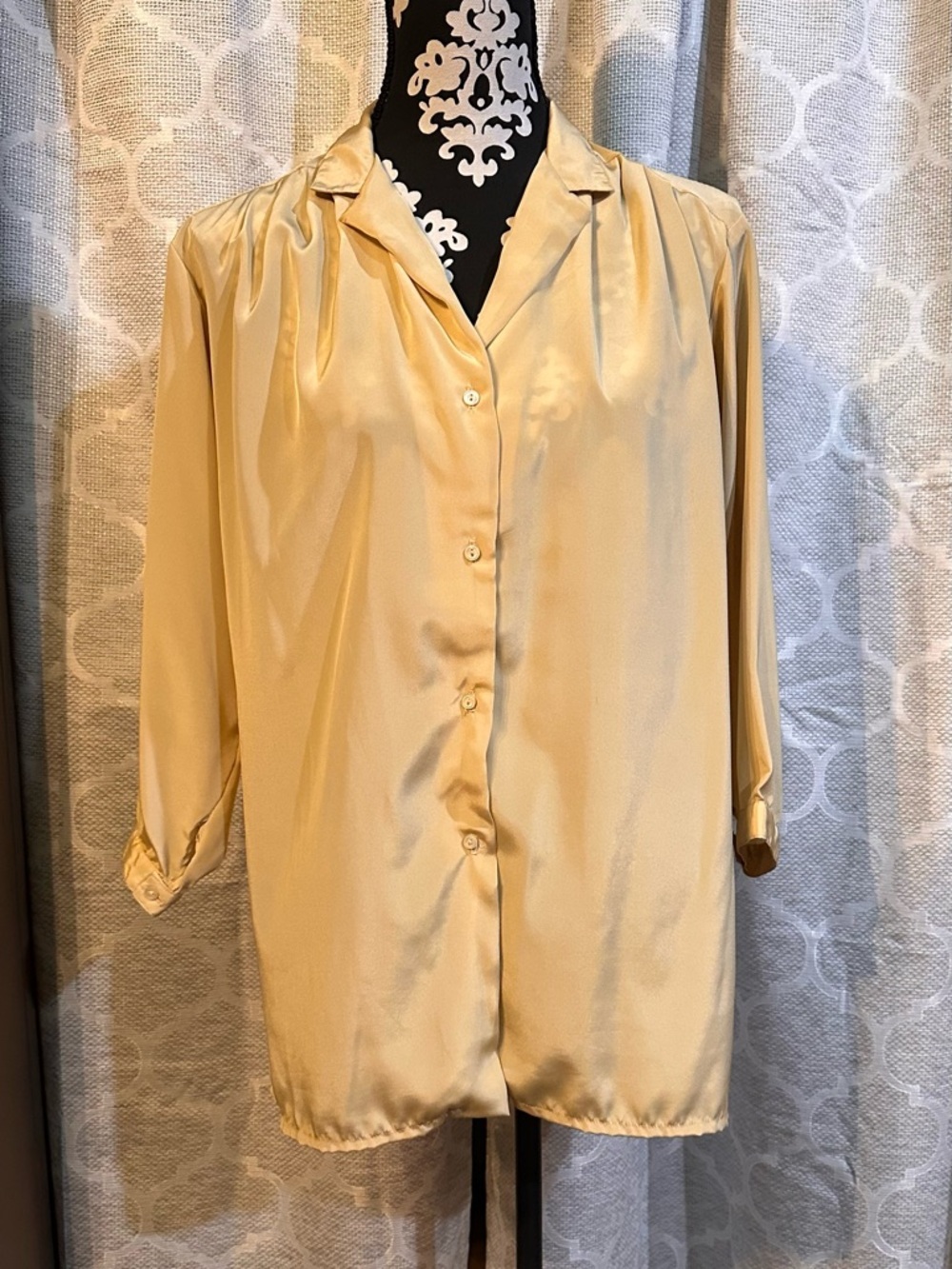 Oscar de la Renta 1970 satin gold Women's Blouse size 12